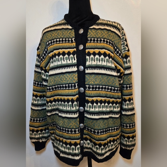 Vintage Norweigan Fair Isle Womans Wool Cardigan Unisex